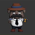 Cartoon Game Character With Red Hat Blue Band Mustache Holding Blue Gun And Yellow I