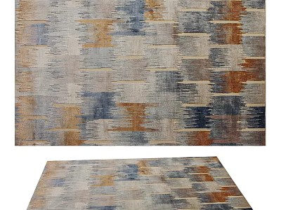 Colorful Abstract Rug With Geometric Pattern In Blue Brown And Beige Tones 3d model
