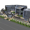 Green LA Modern Commercial Street With Glass Facades Greenery Trees And Retail Shops