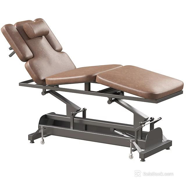 Brown Leather Massage Chair With Adjustable Reclining Seat Backrest And Ergonomic Base Wheels 3d model 