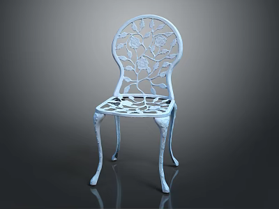 Elegant Metal Leisure Chair With Intricate Floral Cutout Design For Garden 3d model