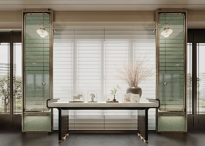 New Chinese-style Screen Partition End View Platform 3d model
