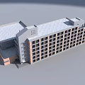 Modern Multi Storey School Building With Colored Exterior And Geometric Design 3d model