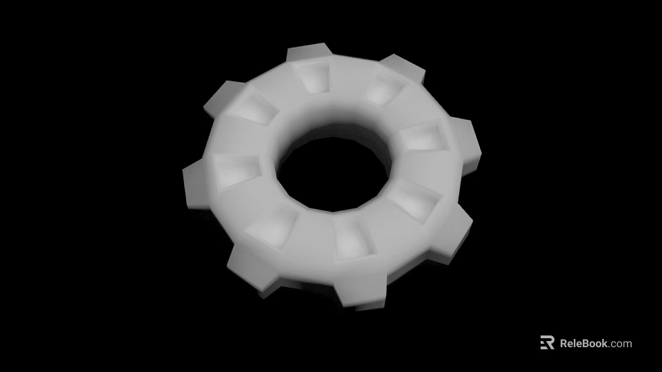White Circular Gear Shaped Object With 3D Printed Design And Mechanical Structure 3d model