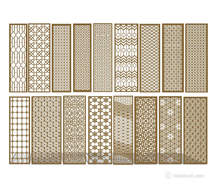 Decorative Room Dividers Featuring Various Intricate Patterns For Home Interiors 3d model