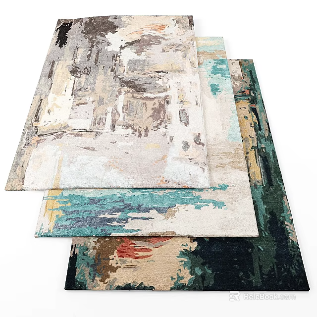 Square Rugs With Abstract Colorful Patterns Modern Design For Living Room Decor 3d model 