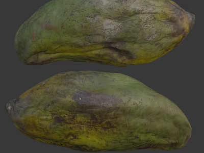 Two Fresh Green Yellow Mangoes With Natural Spotted Skin Appearance 3d model