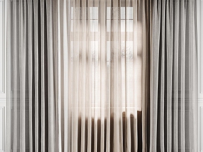 Modern Curtain Tulle Cornice Hidden Cornice 3d model