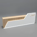 Modern Reception Desk With Wooden Panel And White Surface Featuring LOGO 3d model