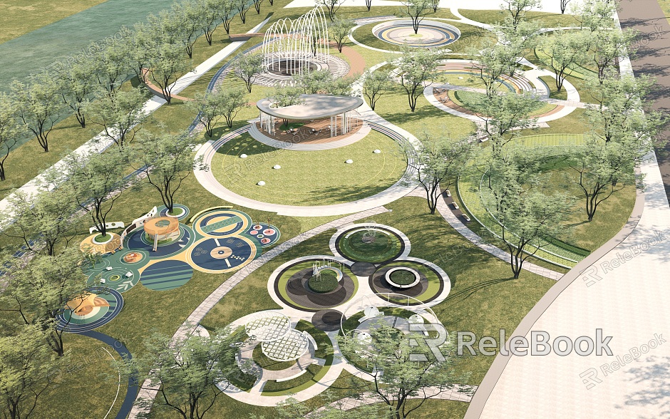 Park view landscape landscape sketch landscape structure amusement facilities model