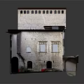 European Style Architecture With Stone Arches Staircase Balconies And Paved Courtyard