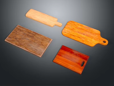 Various Wooden Cutting Boards With Different Wood Types For Kitchen Use 3d model