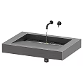 Modern Concrete Bathroom Sink With Sleek Design And Black Faucet In Gray And Black Colors