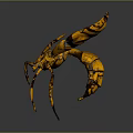3D Character Model Of Golden Insect Creature With Metallic Texture And Detailed Wings Legs