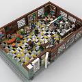 Lego Built Cafe Interior Featuring Minifigures Tables Chairs Counter And Artworks