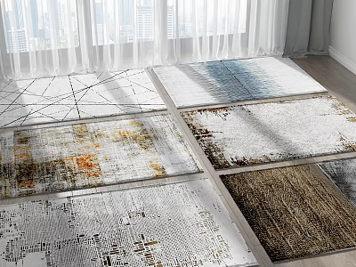 Square Rugs With Geometric Abstract Patterns And Colorful Tones For Home Decor 3d model