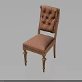 Wooden Chair With Pink Tufted Fabric Backrest And Slender Legs