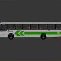 White city bus with green stripes passengers inside and large windows 3d model