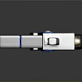 Advanced Futuristic Gun With Black Body Blue Glowing Lines Circular Light And Gold Accents