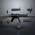 Detailed Weapon 3D Model Showing Exploded View With Disassembled Parts
