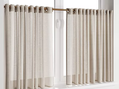 Modern Curtain Short Linen Kitchen Bathroom 3d model
