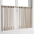 Beige Linen Window Curtains With Pleated Design For Light Filtering Room