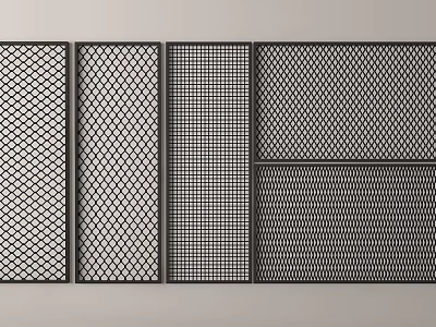 Wrought Iron Decorative Mesh Panels With Various Grid Patterns And Black Finish 3d model