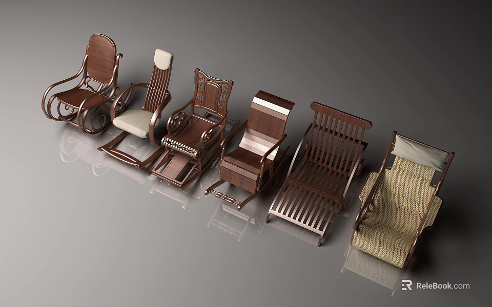 Various Styles Wooden Leisure Chairs With Classic And Modern Designs For Home Comfort 3d model 