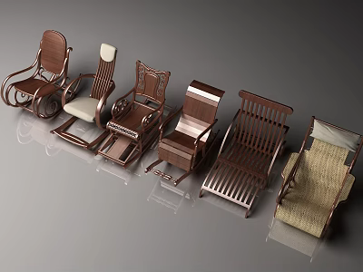 Various Styles Wooden Leisure Chairs With Classic And Modern Designs For Home Comfort 3d model