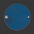 Vintage Blue Oil Barrel With White Stripe And Skull Hazard Symbol