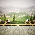 Scenic Mountain Homestay Architecture With Wooden Structure And Lush Green Forest