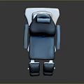 Blue Medical Treatment Chair With Adjustable Footrest And White Base Design
