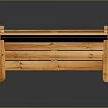 Natural Wooden Bench With Armrests Slatted Seat And Sturdy Legs Design