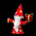 Christmas Decorative Figurine Set with Red Star Outfit Pointed Hat Gold Bell and Gift Box