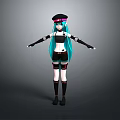 Child 3D Cartoon Character With Turquoise Hair Black Hat Pink Accents And Stylish Outfit