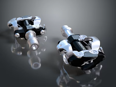 Shimano Bicycle Pedals With Metal Construction Silver Black Design Reflective Surface 3d model