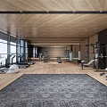 Modern Fitness Gym With Various Workout Equipment And Spacious Wooden Interior
