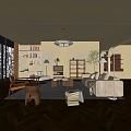 Middle Ancient Living Room Sofa Combination Coffee Table Carpet Leisure Sofa 3d model
