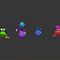 Colorful Plastic Toy Figures With Different Animal Shapes And Vibrant Colors