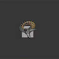Futuristic Mechanical Weapon with Robotic Claw Spiral Design Black Yellow Metallic Arm on Square Base