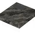 Modern Square Coffee Table With Grey Veined Marble Top Black Tray And Transparent Base