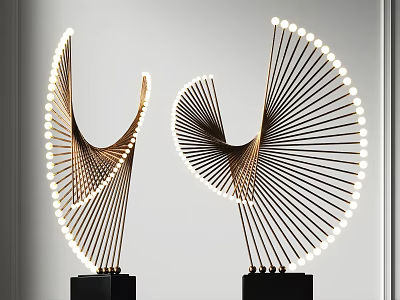 Modern Decorative Floor Lamp With Curved Metal Frame And LED Light Beads For Home 3d model