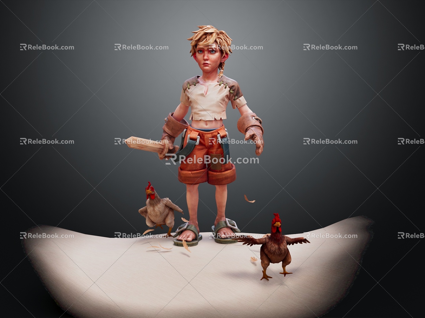 Modern game character cock cartoon boy 3d model