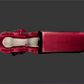 Bitten Red Popsicle With White Stripes On Wooden Stick Against Gradient Background
