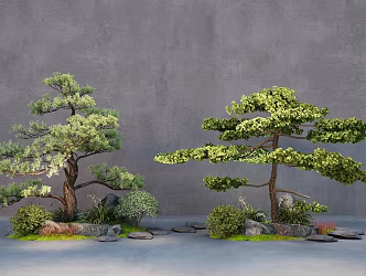 plant combination pine landscape plant pile shrub plant cluster 3d model