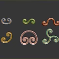 Golden Spiral Curly Design Decorative Household Items Arranged On Grey Background With Reflections