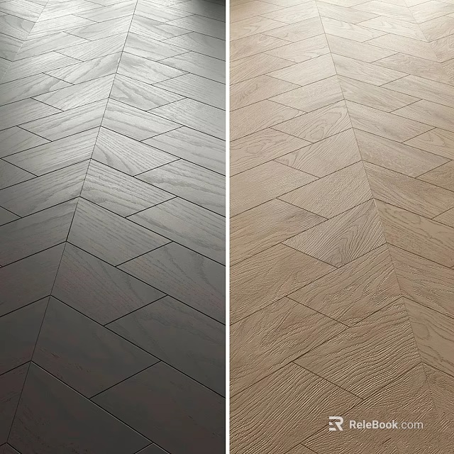 Wooden Flooring With Herringbone Pattern In Dark And Light Color Options 3d model 
