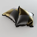 Two Gold Gray Checkered Pillows With Black Trim For Home Decoration