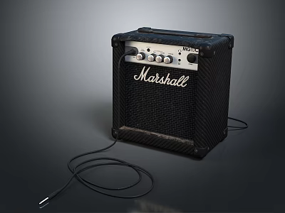 High Quality Marshall Black Computer Speakers With Control Knobs And Wired Connection For PC Use 3d model
