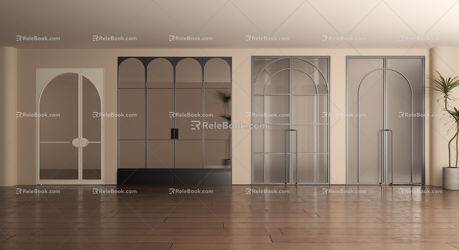 glass door french glass door changhong glass door 3d model